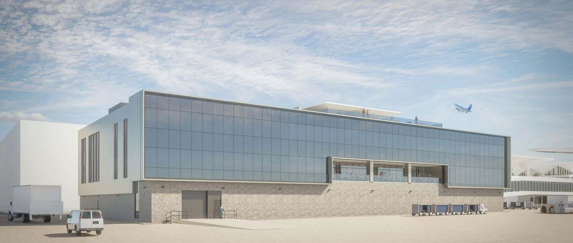 Rendering of a glass-clad terminal expansion on the airfield