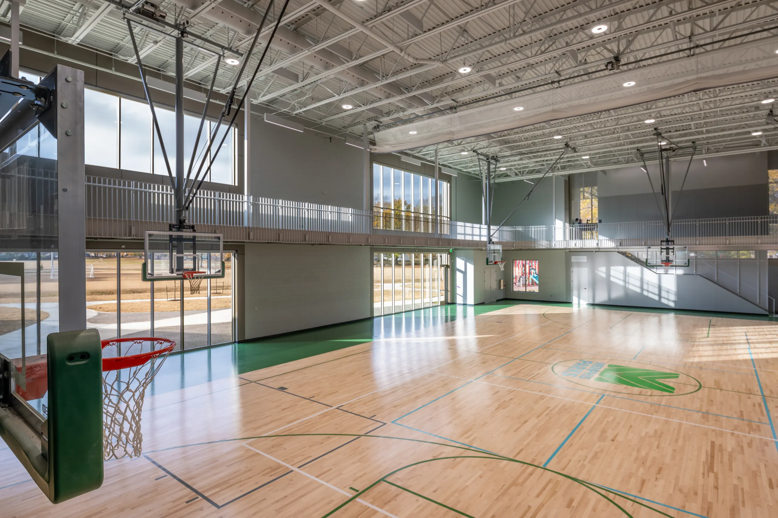 The gymnasium from the running track above