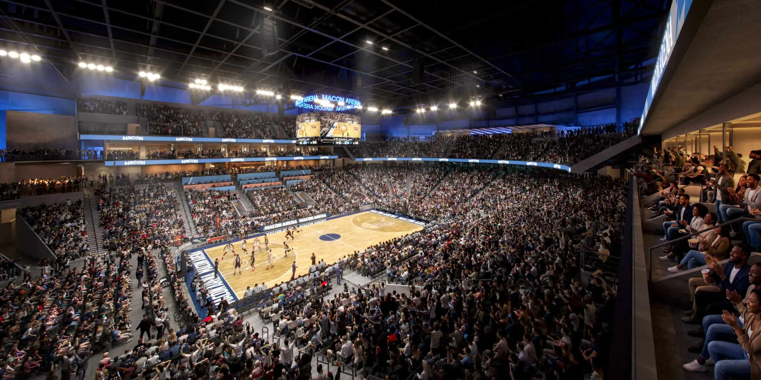 Rendering of the arena set for basketball