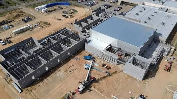 Aerial view of the expansion under construction