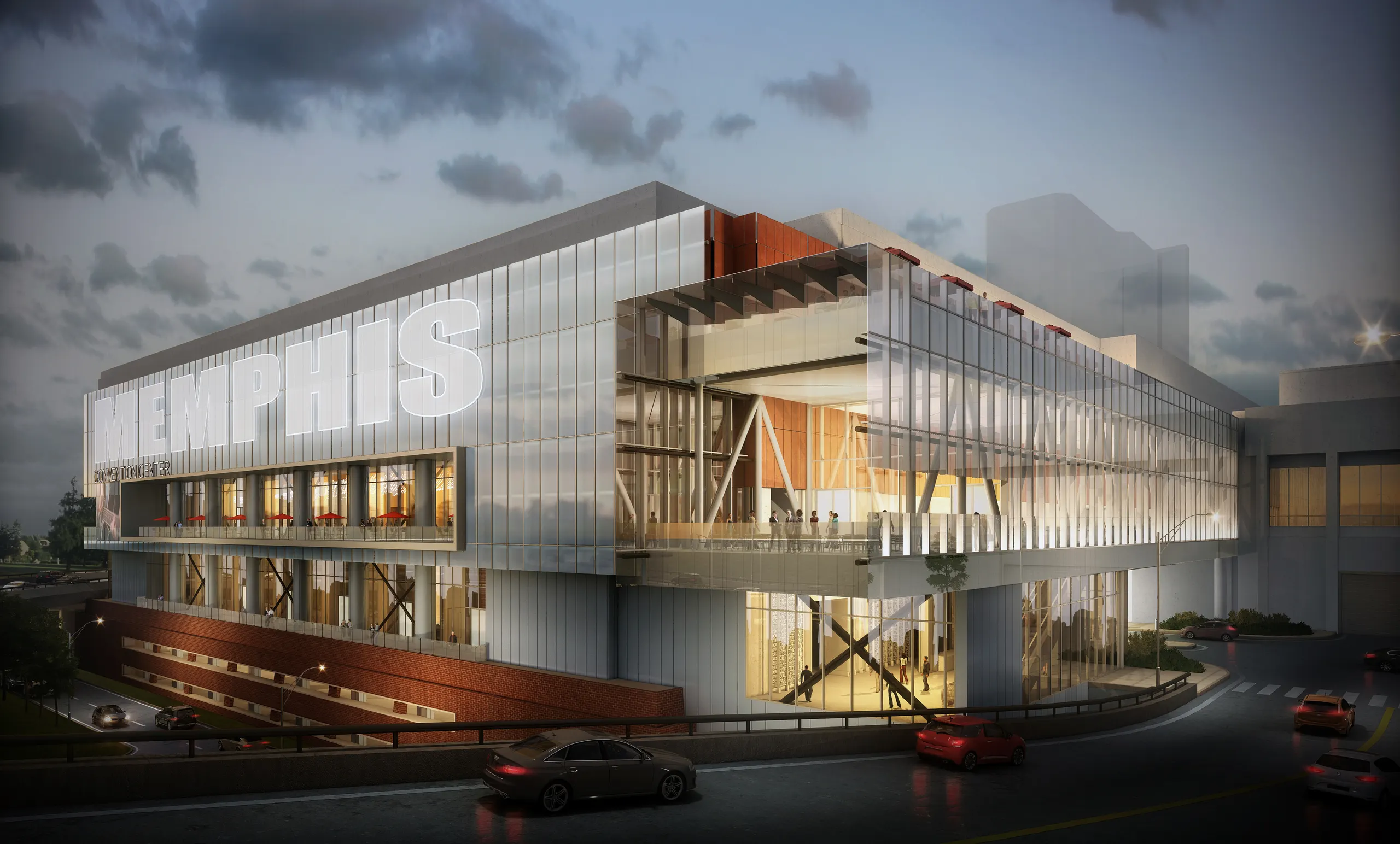 Rendering of the renovated facade from the off ramp