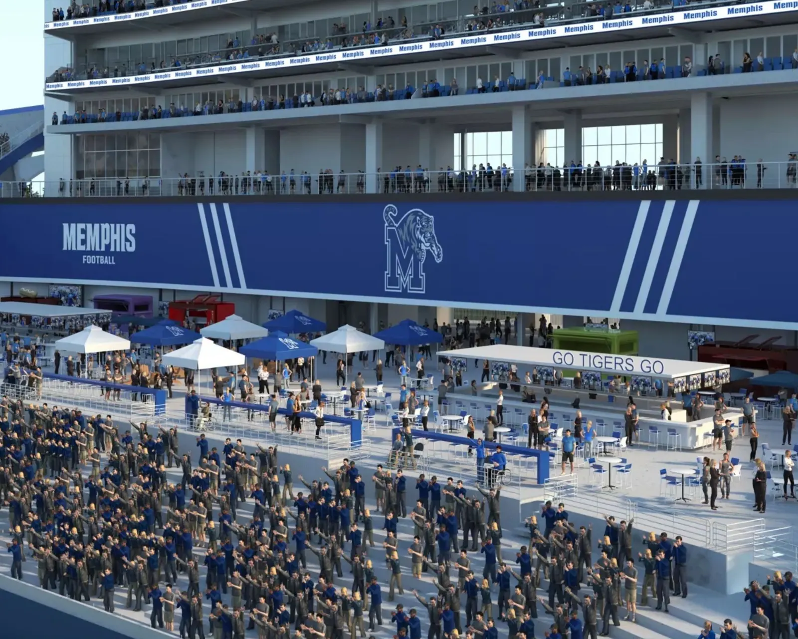 Rendering of the stands under the Memphis banner