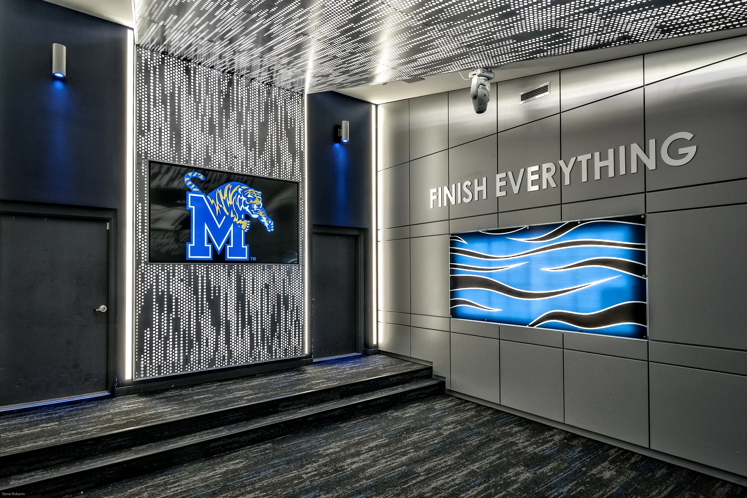 The Finish Everything wall beside the Tigers logo panel