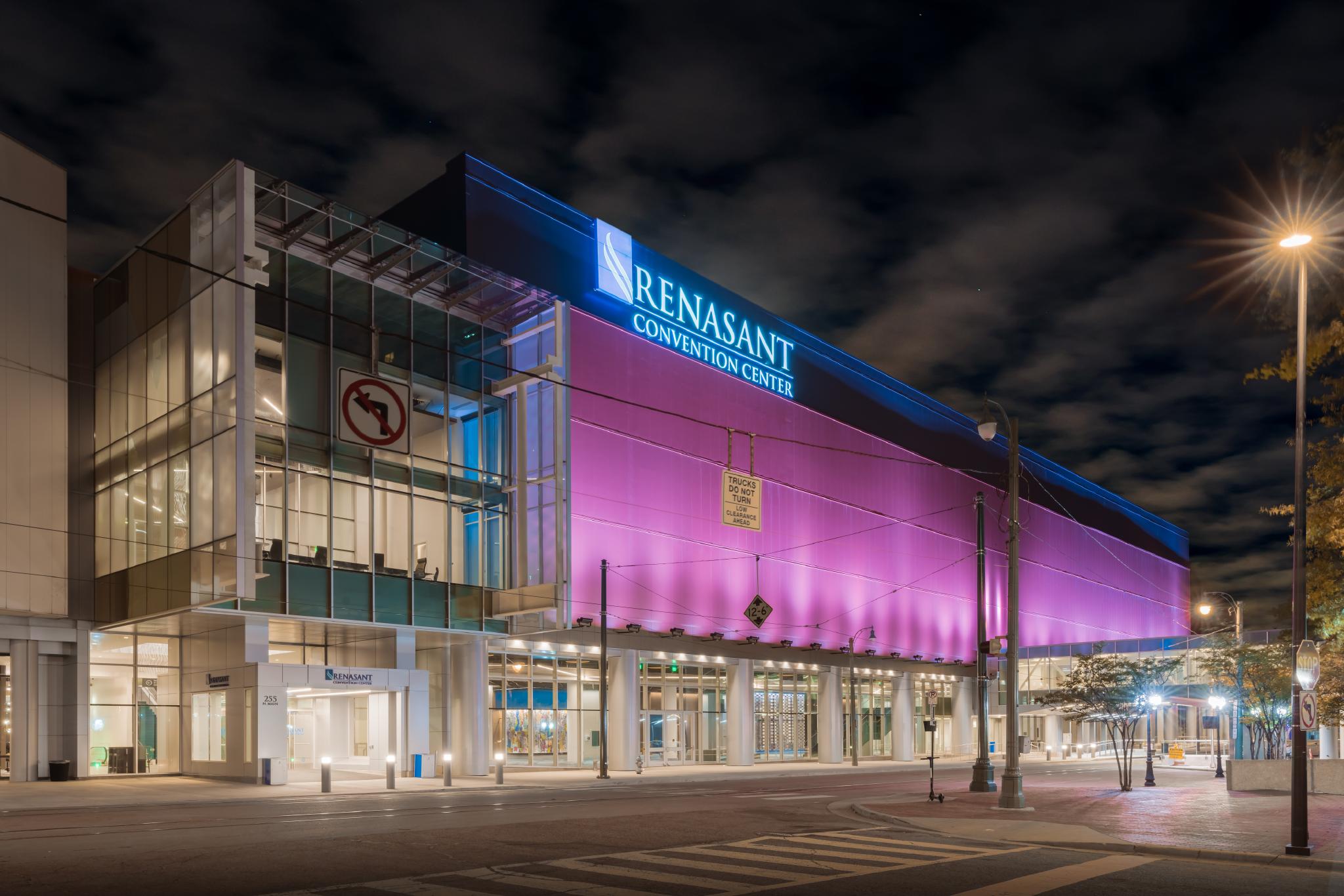 Renasant Convention Center at Night Main Street